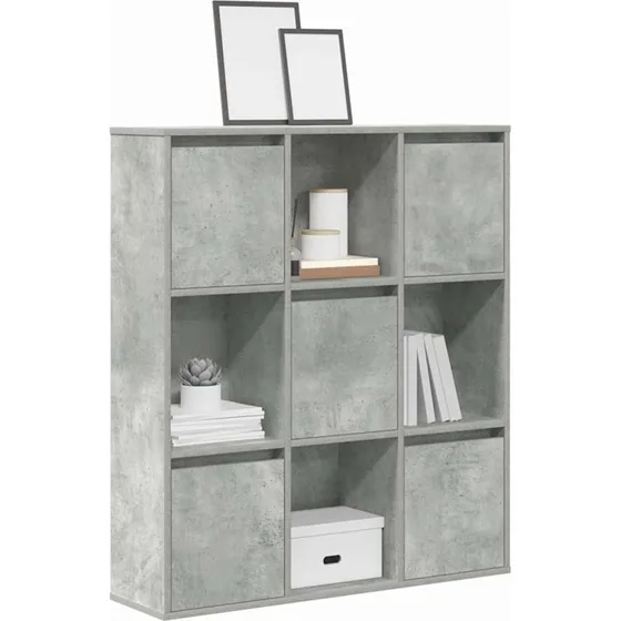 Bogreol 89x24x101,5 cm i konstrueret træ – betongrå