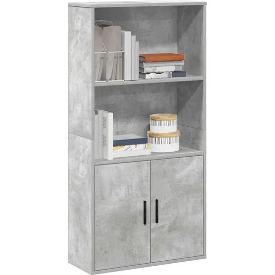 Bogreol i konstrueret træ 60x24x120 cm – Betongrå