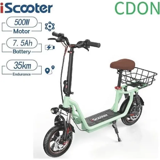 iScooter i12 El-scooter - 500W motor, 12" dæk, Grøn