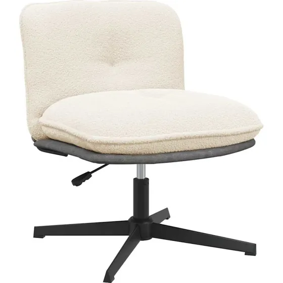 Drejelig kontorstol i creme krøllet uld-look