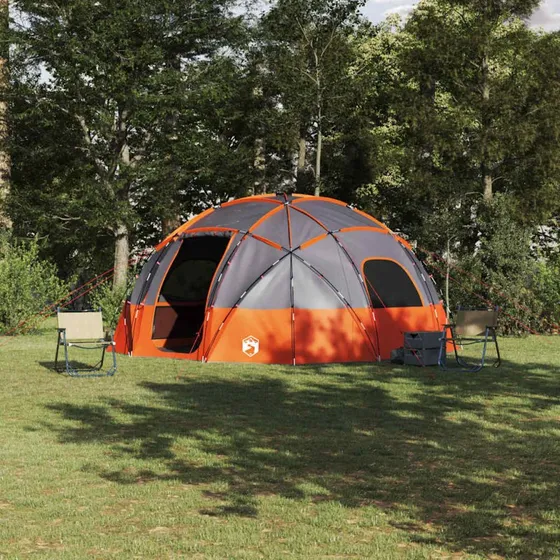 Campingtelt med tag 475x475x235 cm - Gr/Orange, Polyester