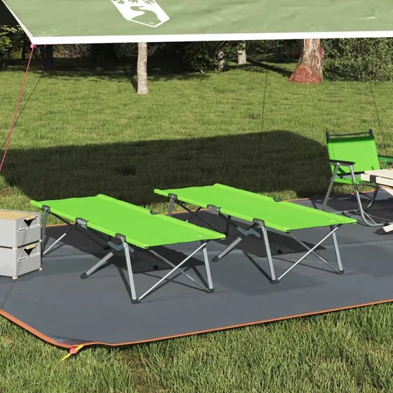 Foldbar camping seng 2-pak, grøn 194 x 62,5 x 42,5 cm