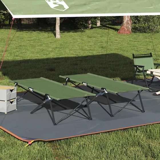 Foldbar camping-seng 2 stk grøn 206 x 76 x 74 cm