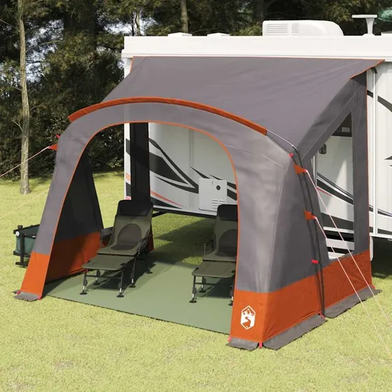 Camping Caravan-telt med tag 252x245x245 cm - Gr/Orange