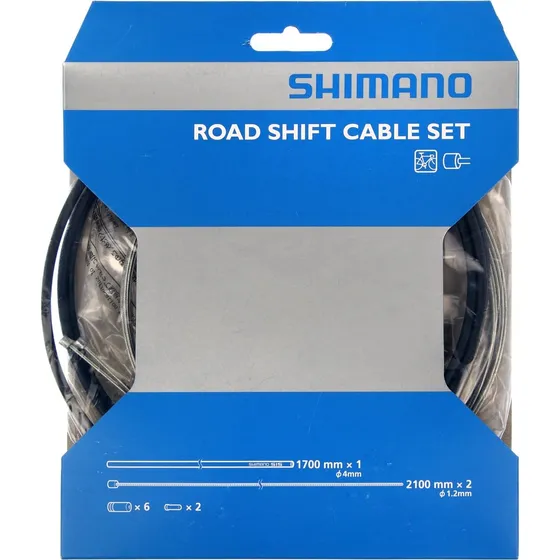 Shimano Gear Cable Set til Road/MTB - Sort