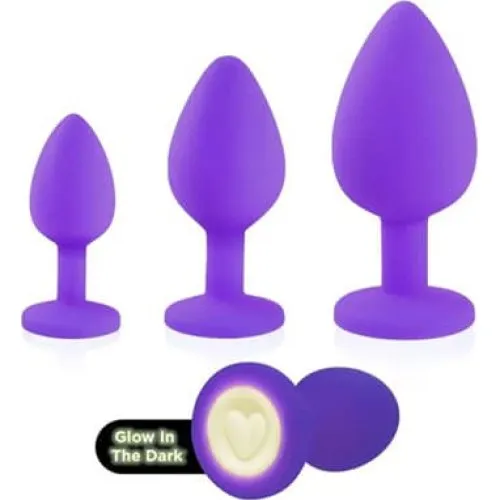 Heart Light Silicone Anal Training Kit - 3 stk. lilla