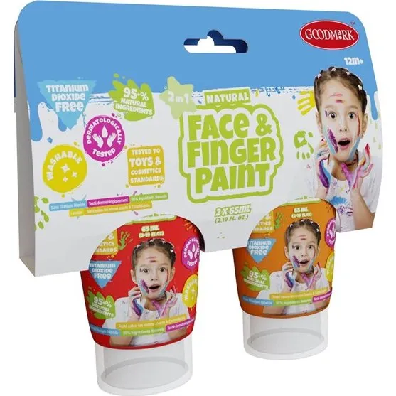 Boti Natural Face & Fingerpaint Red/Orange 2x65ml