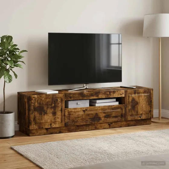 vidaXL LED TV-skab i røget eg og konstrueret træ
