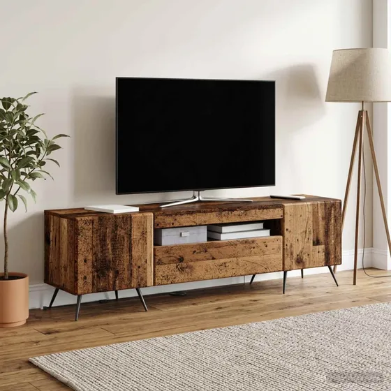 vidaXL LED TV-skab i gammelt træ og konstrueret træ