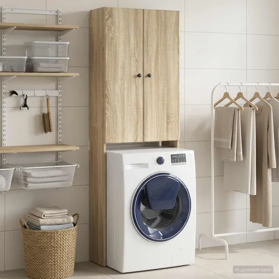vidaXL Toiletskab BREDA Sonoma-eg 66 x 25,5 x 190 cm
