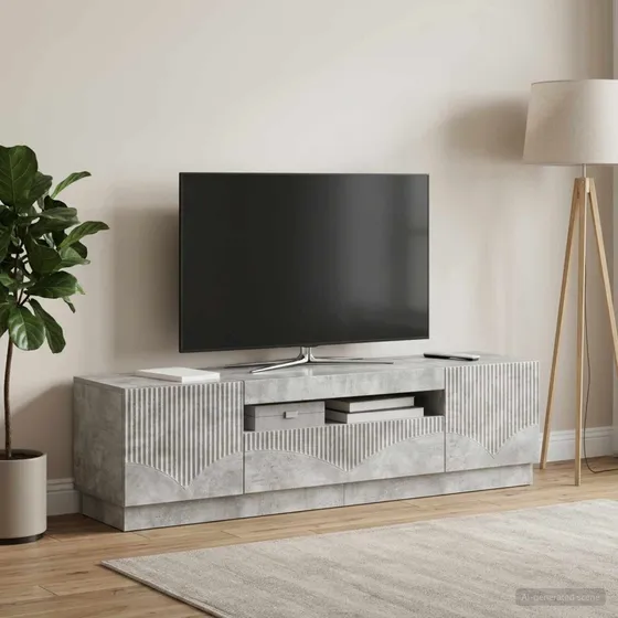 vidaXL LED TV-skab i betongråt konstrueret træ
