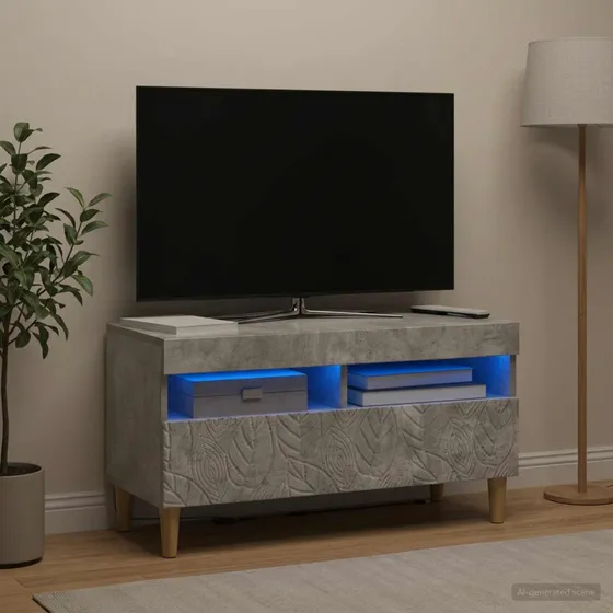 vidaXL LED TV-skab i betongråt konstrueret træ