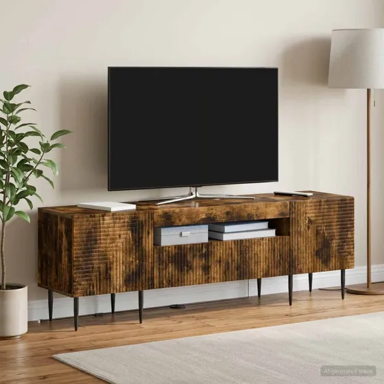 vidaXL HAARLEM LED TV-skab i røget eg, 153 x 35 x 43 cm