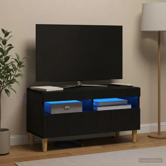 vidaXL LED TV-skab ARNHEM Sort 81 x 35 x 43 cm