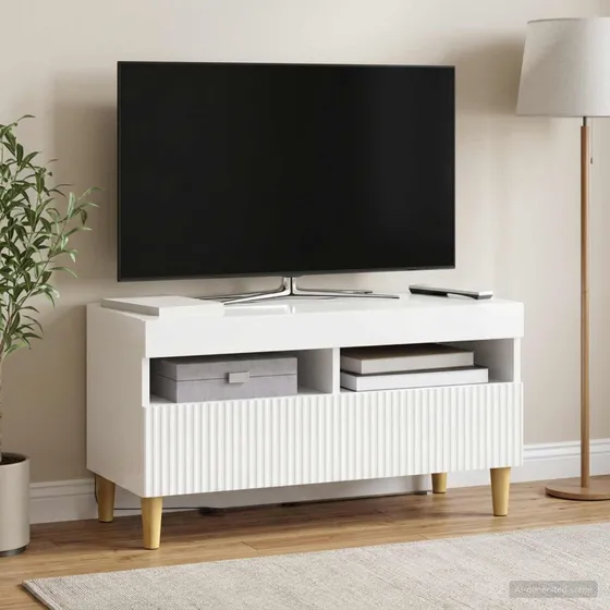 vidaXL ARNHEM LED TV-skab - Hvid højglans - 81 x 35 x 43 cm