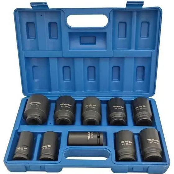 Adler Slagtopnøglesæt 3/4" - 10 dele (22-41mm)