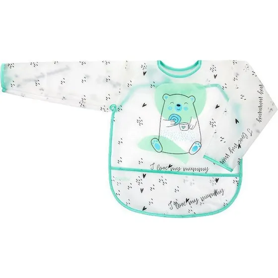 Akuku Baby hagesmæk med lange ærmer og velcro - 33x35cm