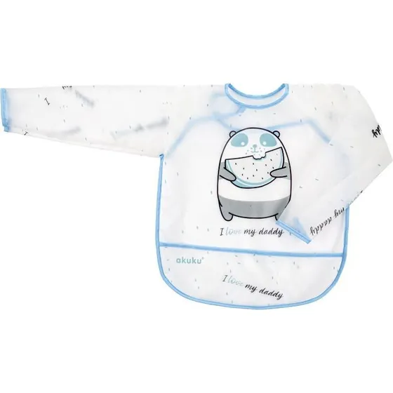 Akuku Baby spisesmæk med lange ærmer og velcro - 33x35cm