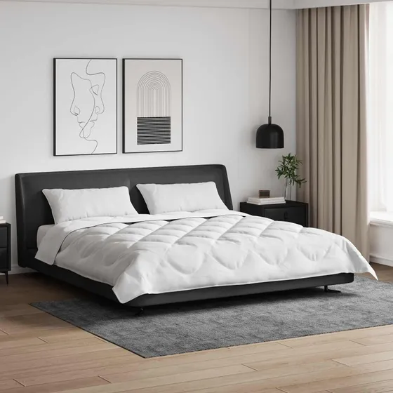 Dyne med 2 puder i hvid mikrofiber - 3 dele