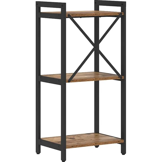 Bogreol i gammelt træ 40x30x85 cm – industrielt look