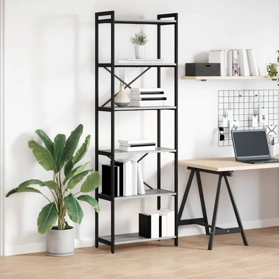 Bogreol 40x30x85 cm - Grå Sonoma-eg, Konstrueret træ