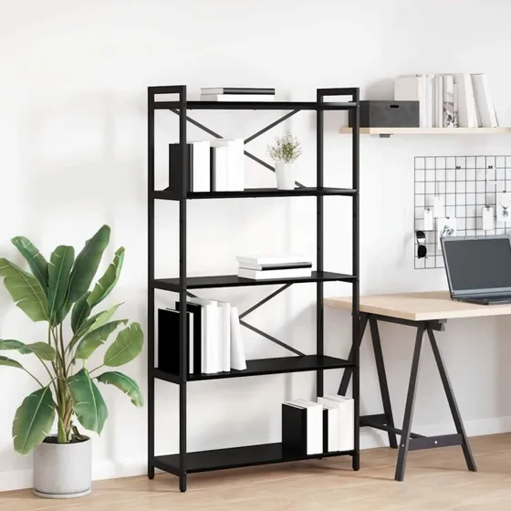 Bogreol i sort eg 80x30x155 cm – industrielt design