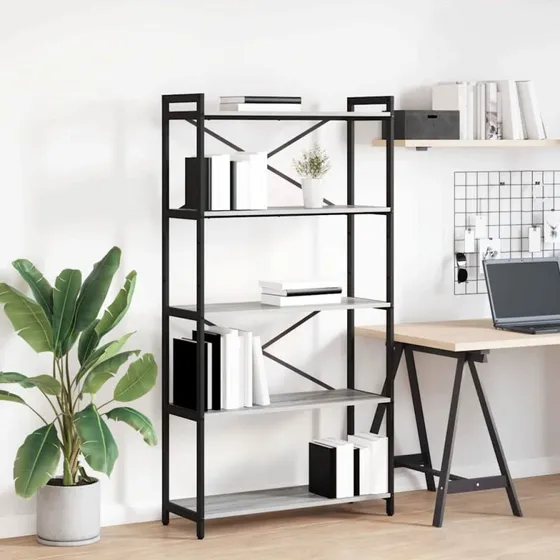 Bogreol 80x30x155 cm - Grå Sonoma-eg, konstrueret træ