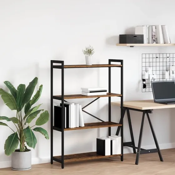 Bogreol i gammelt træ 80x30x120 cm – industrielt look