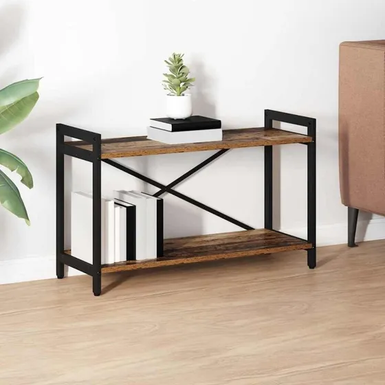 Bogreol i gammelt træ 40x30x85 cm – industrielt look