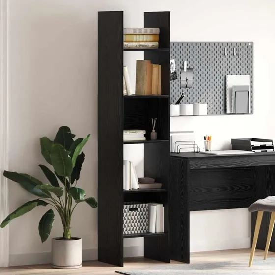 Bogskab Sort eg 40x35x180 cm – Konstrueret træ