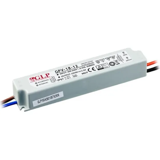 GPV-18 Hermetisk Strømforsyning 18W 12V 1.5A IP67