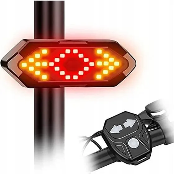 LED-baglygte til cykel med blinklys og USB-fjernbetjening
