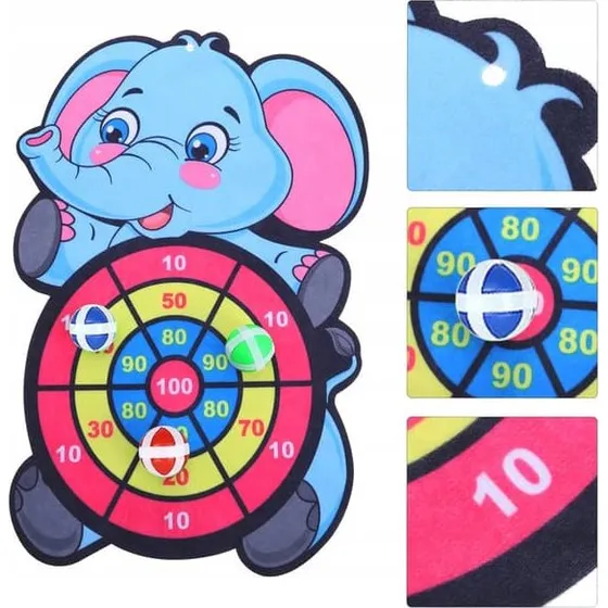 Dartspil med Elefantmotiv og Velcro-bolde