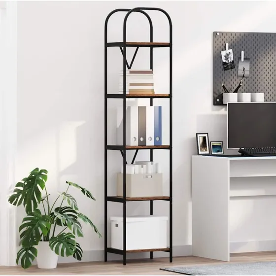 Bogreol i gammelt træ 40x30x183 cm – konstrueret træ