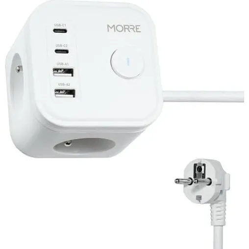 TIROSS MORRE POWER CUBE 3G - 2xUSB, 2xUSBC, 3x230V, 1,5m