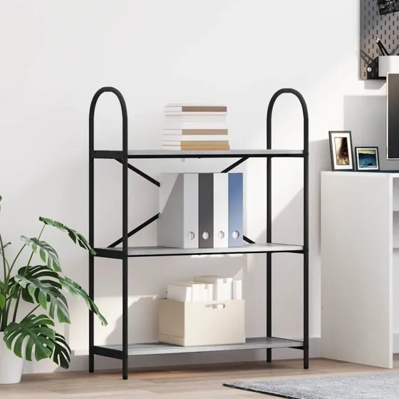 Bogreol Grå Sonoma 80 x 30 x 109 cm – Stålramme