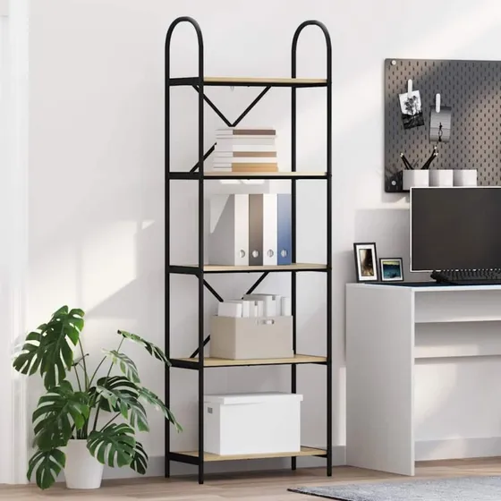 Bogreol Sonoma eg 60x30x183 cm - sort stålramme