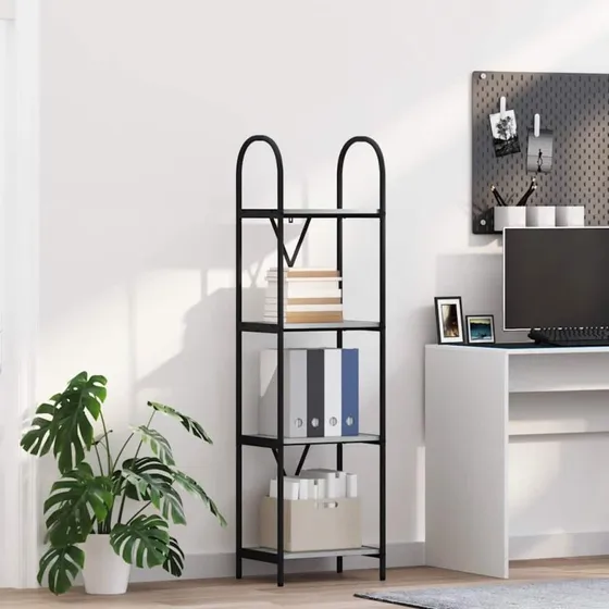 Bogreol Sonoma grå 40x30x146 cm – Stålramme & træhylder