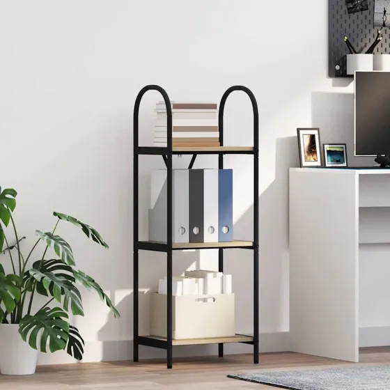 Bogreol Sonoma eg 40×30×109 cm – konstrueret træ & stål