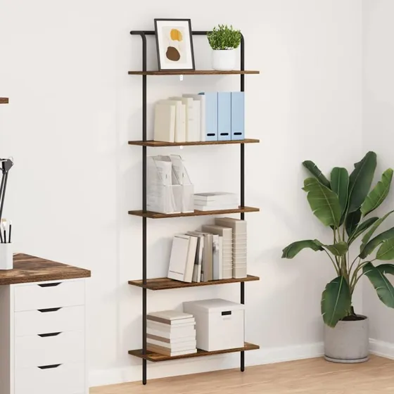 Bogreol i røget eg 60x24x168 cm - konstrueret træ