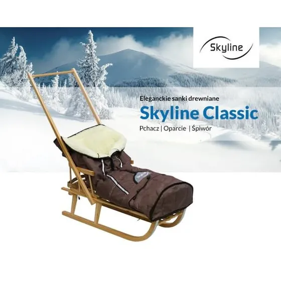 Skyline Klassisk Trækælke med ryglæn, skubber og sovepose