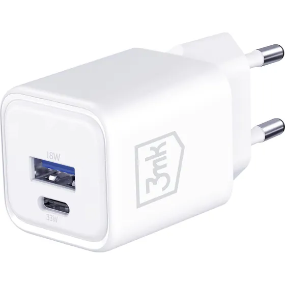 3mk Hyper Adapter 33W GaN USB-C & USB-A Hvid