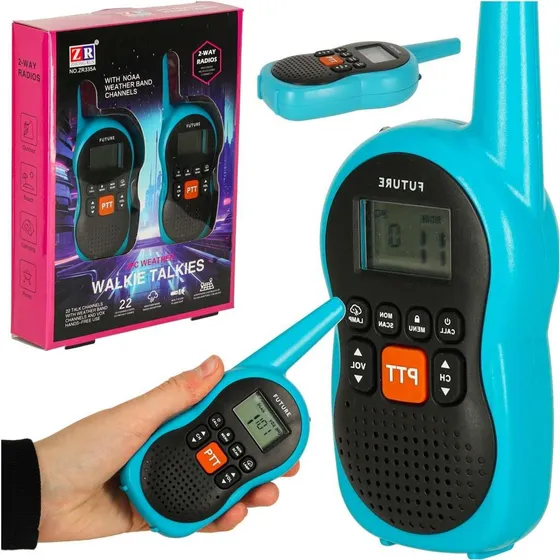 Walkie Talkie sæt til børn, 3 km rækkevidde, blå (2 stk.)