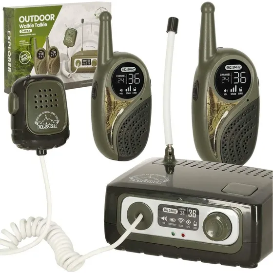 Khaki Walkie Talkie kortbølgesæt til børn med kontrolpanel