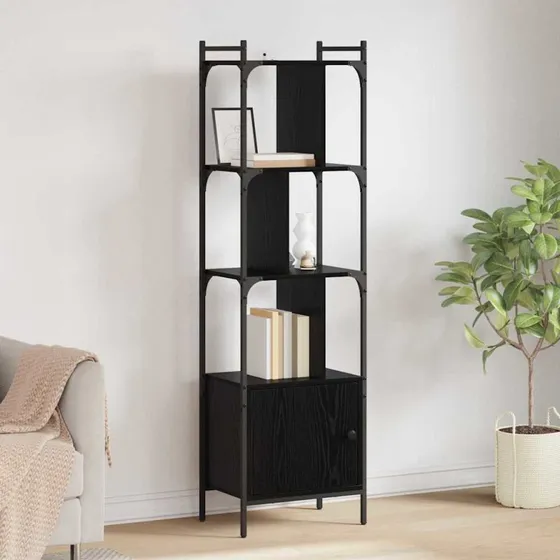 Bogreol i sort eg 44,5x30x154,5 cm – konstrueret træ