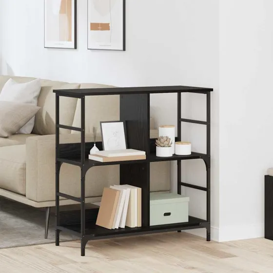 Bogreol i sort eg - 78,5x33x82 cm, konstrueret træ