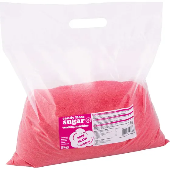 Rødt candyfloss-sukker med naturlig aroma, 5 kg