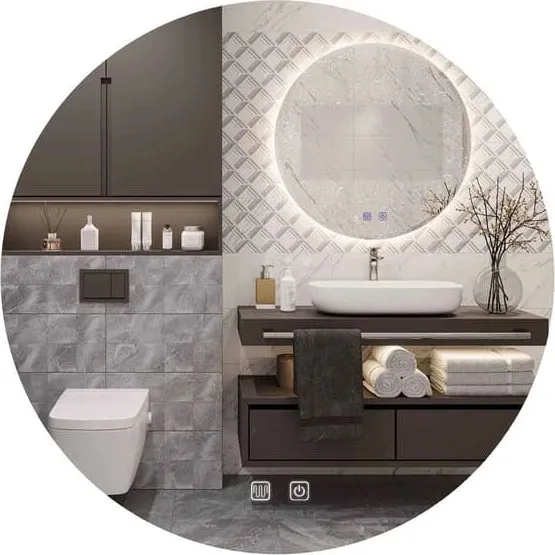 REA Lustro Rundt LED-spejl - 90x90 cm - Hvid