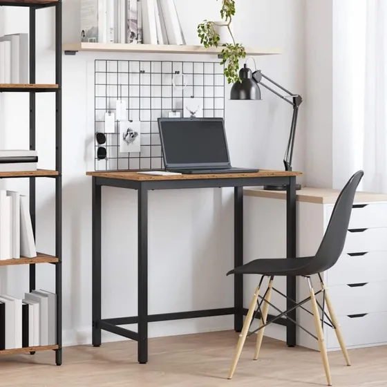 Skrivebord i gammelt træ 100x50 cm med stålramme