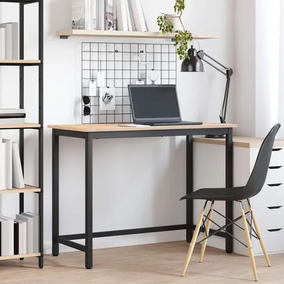 Skrivebord i naturfarvet ingeniørtræ og stål 100x50x77 cm